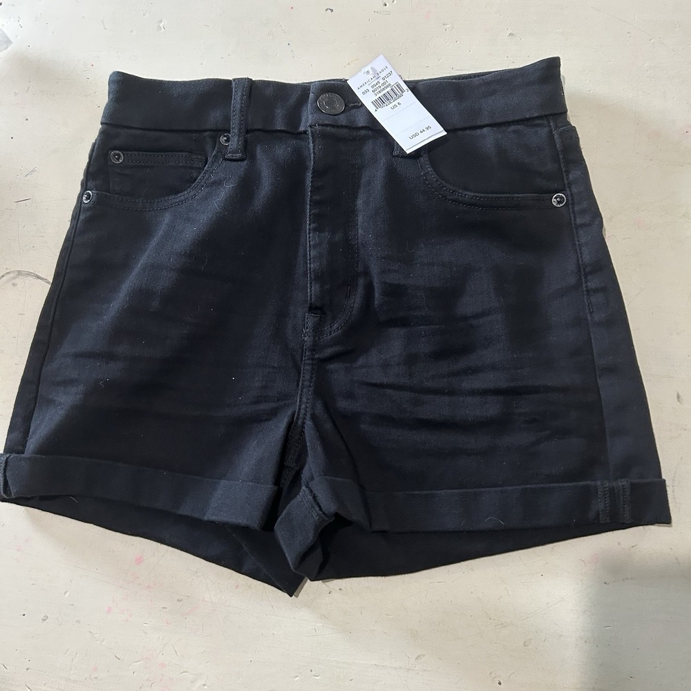 American Eagle Misses Junior Size 6 High Rise Black Shorts Next Level NWT $44